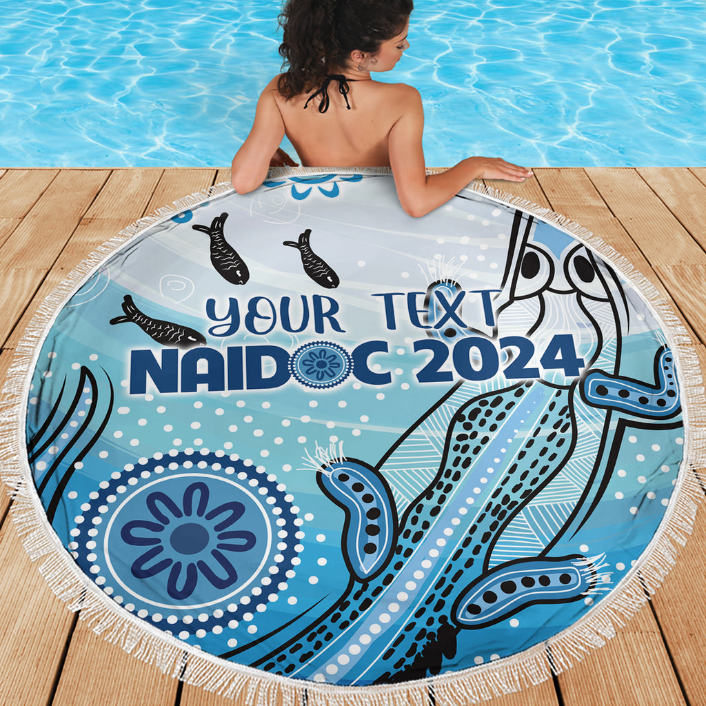 Personalised Keep the Fire Burning NAIDOC 2024 Beach Blanket Aboriginal Dot with Crocodile