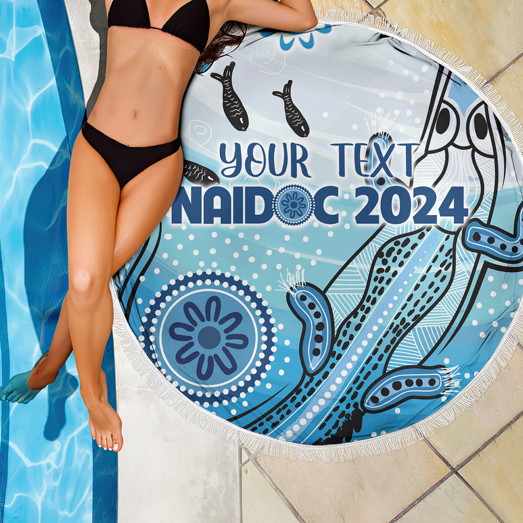 Personalised Keep the Fire Burning NAIDOC 2024 Beach Blanket Aboriginal Dot with Crocodile