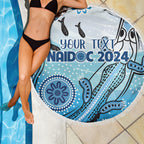 Personalised Keep the Fire Burning NAIDOC 2024 Beach Blanket Aboriginal Dot with Crocodile