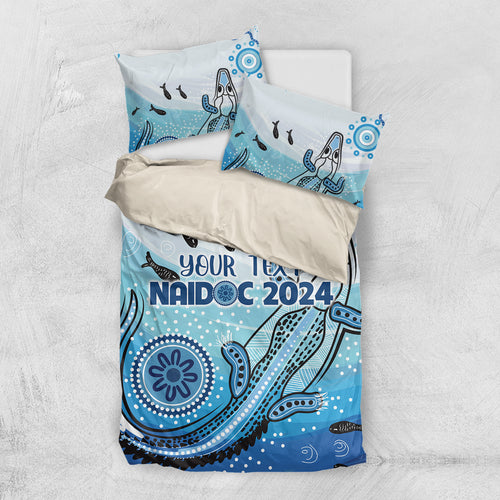 Personalised Keep the Fire Burning NAIDOC 2024 Bedding Set Aboriginal Dot with Crocodile