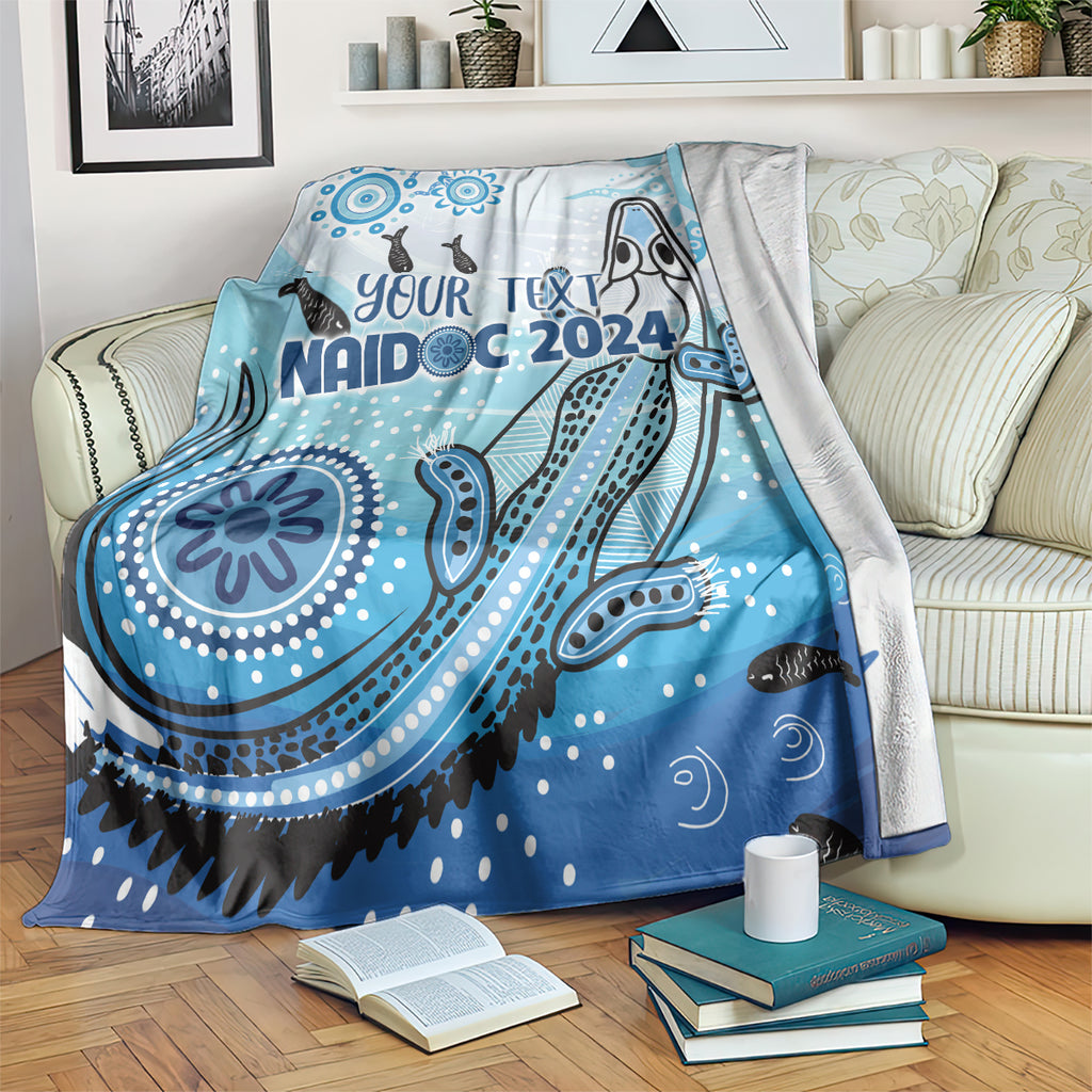 Personalised Keep the Fire Burning NAIDOC 2024 Blanket Aboriginal Dot with Crocodile