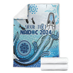 Personalised Keep the Fire Burning NAIDOC 2024 Blanket Aboriginal Dot with Crocodile