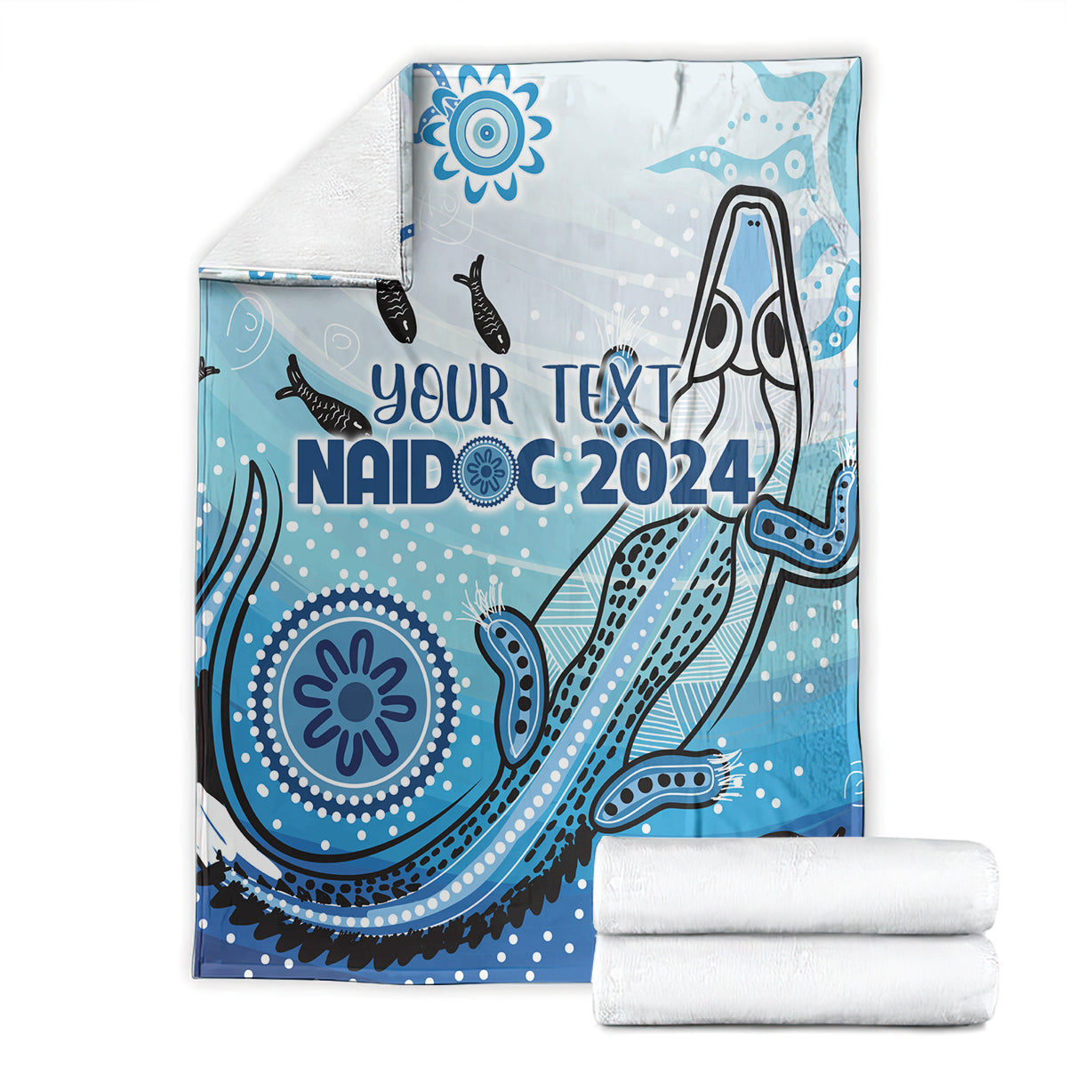 Personalised Keep the Fire Burning NAIDOC 2024 Blanket Aboriginal Dot with Crocodile