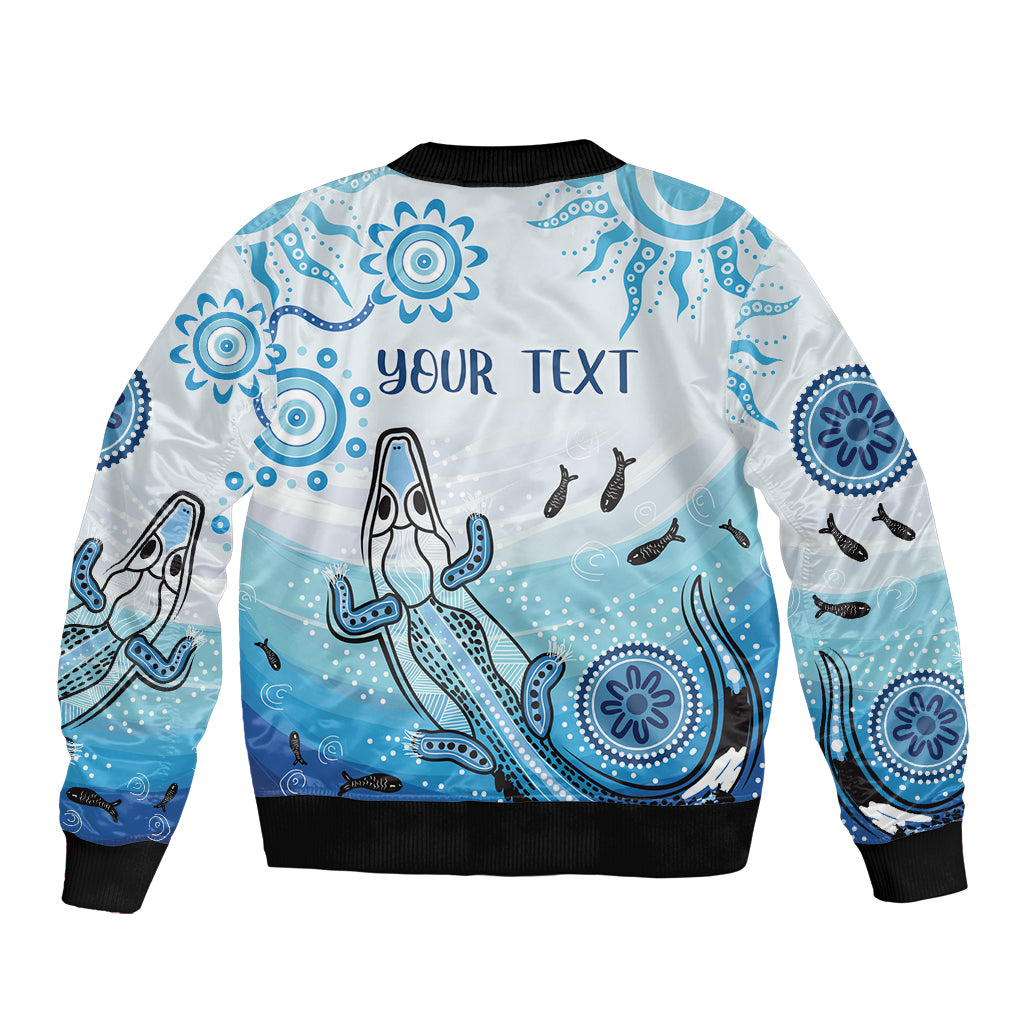 Personalised Keep the Fire Burning NAIDOC 2024 Bomber Jacket Aboriginal Dot with Crocodile