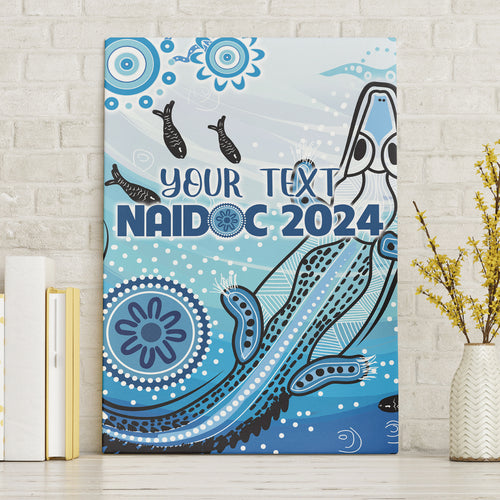 Personalised Keep the Fire Burning NAIDOC 2024 Canvas Wall Art Aboriginal Dot with Crocodile
