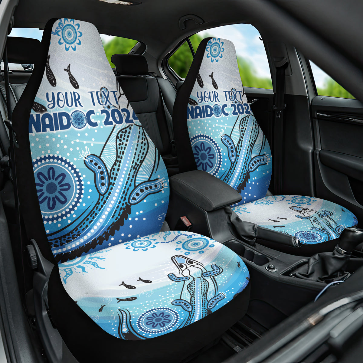 Personalised Keep the Fire Burning NAIDOC 2024 Car Seat Cover Aboriginal Dot with Crocodile