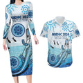 Personalised Keep the Fire Burning NAIDOC 2024 Couples Matching Long Sleeve Bodycon Dress and Hawaiian Shirt Aboriginal Dot with Crocodile