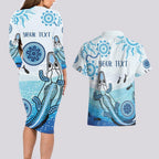 Personalised Keep the Fire Burning NAIDOC 2024 Couples Matching Long Sleeve Bodycon Dress and Hawaiian Shirt Aboriginal Dot with Crocodile