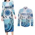 Personalised Keep the Fire Burning NAIDOC 2024 Couples Matching Long Sleeve Bodycon Dress and Long Sleeve Button Shirt Aboriginal Dot with Crocodile