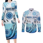 Personalised Keep the Fire Burning NAIDOC 2024 Couples Matching Long Sleeve Bodycon Dress and Long Sleeve Button Shirt Aboriginal Dot with Crocodile