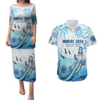 Personalised Keep the Fire Burning NAIDOC 2024 Couples Matching Puletasi and Hawaiian Shirt Aboriginal Dot with Crocodile