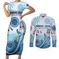 Personalised Keep the Fire Burning NAIDOC 2024 Couples Matching Short Sleeve Bodycon Dress and Long Sleeve Button Shirt Aboriginal Dot with Crocodile