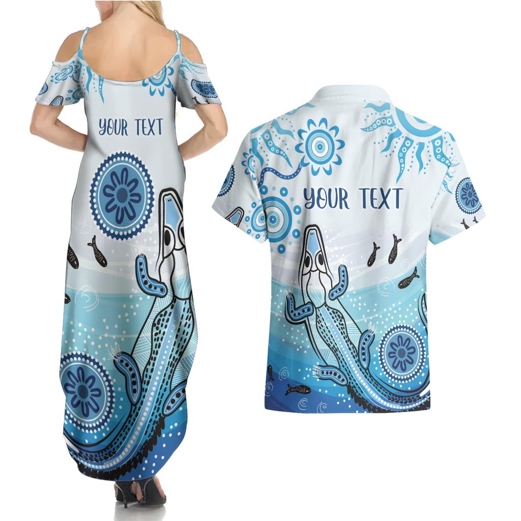 Personalised Keep the Fire Burning NAIDOC 2024 Couples Matching Summer Maxi Dress and Hawaiian Shirt Aboriginal Dot with Crocodile
