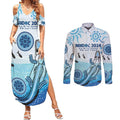 Personalised Keep the Fire Burning NAIDOC 2024 Couples Matching Summer Maxi Dress and Long Sleeve Button Shirt Aboriginal Dot with Crocodile