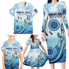 Personalised Keep the Fire Burning NAIDOC 2024 Family Matching Long Sleeve Bodycon Dress and Hawaiian Shirt Aboriginal Dot with Crocodile