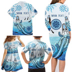 Personalised Keep the Fire Burning NAIDOC 2024 Family Matching Long Sleeve Bodycon Dress and Hawaiian Shirt Aboriginal Dot with Crocodile