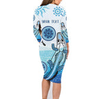 Personalised Keep the Fire Burning NAIDOC 2024 Family Matching Long Sleeve Bodycon Dress and Hawaiian Shirt Aboriginal Dot with Crocodile
