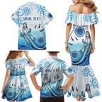 Personalised Keep the Fire Burning NAIDOC 2024 Family Matching Mermaid Dress and Hawaiian Shirt Aboriginal Dot with Crocodile