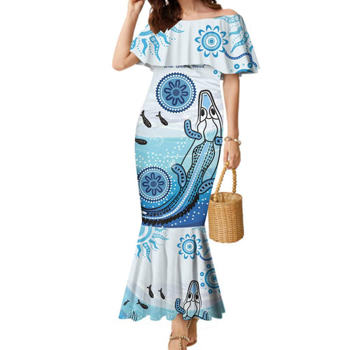 Personalised Keep the Fire Burning NAIDOC 2024 Family Matching Mermaid Dress and Hawaiian Shirt Aboriginal Dot with Crocodile