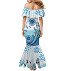 Personalised Keep the Fire Burning NAIDOC 2024 Family Matching Mermaid Dress and Hawaiian Shirt Aboriginal Dot with Crocodile