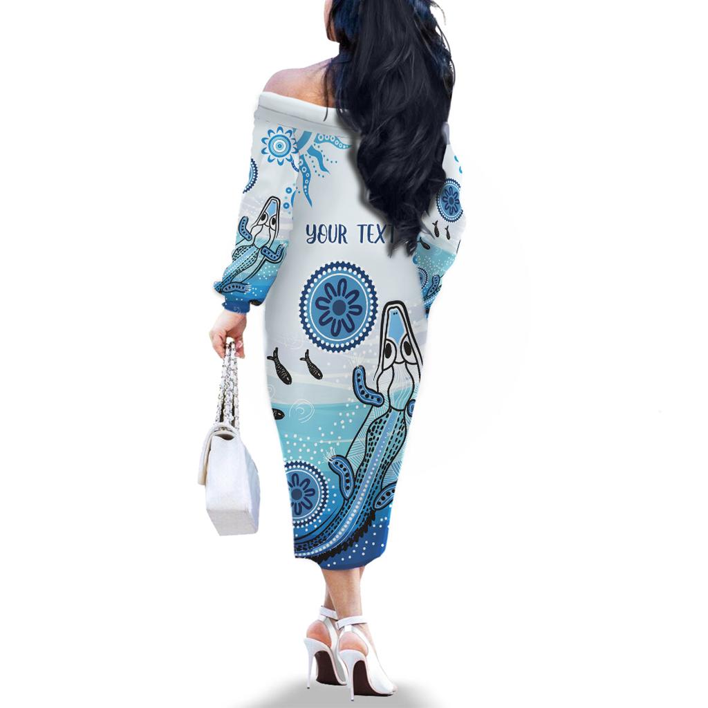 Personalised Keep the Fire Burning NAIDOC 2024 Family Matching Off Shoulder Long Sleeve Dress and Hawaiian Shirt Aboriginal Dot with Crocodile