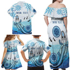 Personalised Keep the Fire Burning NAIDOC 2024 Family Matching Off Shoulder Maxi Dress and Hawaiian Shirt Aboriginal Dot with Crocodile