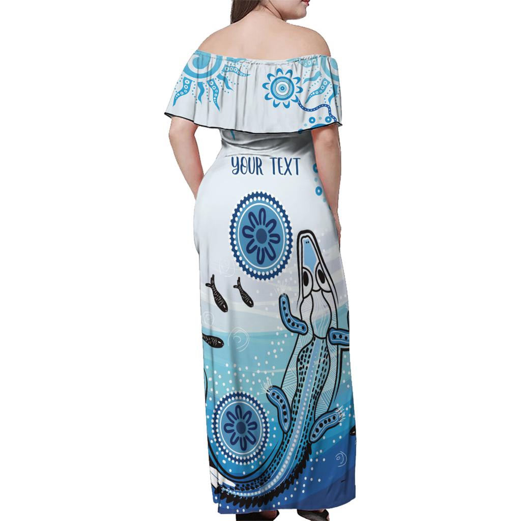 Personalised Keep the Fire Burning NAIDOC 2024 Family Matching Off Shoulder Maxi Dress and Hawaiian Shirt Aboriginal Dot with Crocodile