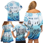 Personalised Keep the Fire Burning NAIDOC 2024 Family Matching Off Shoulder Short Dress and Hawaiian Shirt Aboriginal Dot with Crocodile