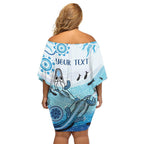 Personalised Keep the Fire Burning NAIDOC 2024 Family Matching Off Shoulder Short Dress and Hawaiian Shirt Aboriginal Dot with Crocodile
