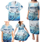 Personalised Keep the Fire Burning NAIDOC 2024 Family Matching Puletasi and Hawaiian Shirt Aboriginal Dot with Crocodile