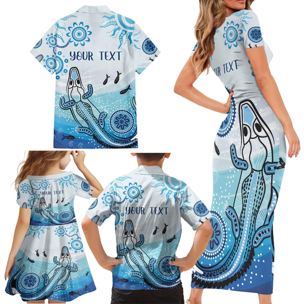 Personalised Keep the Fire Burning NAIDOC 2024 Family Matching Short Sleeve Bodycon Dress and Hawaiian Shirt Aboriginal Dot with Crocodile