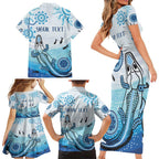 Personalised Keep the Fire Burning NAIDOC 2024 Family Matching Short Sleeve Bodycon Dress and Hawaiian Shirt Aboriginal Dot with Crocodile