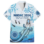 Personalised Keep the Fire Burning NAIDOC 2024 Family Matching Short Sleeve Bodycon Dress and Hawaiian Shirt Aboriginal Dot with Crocodile