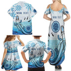 Personalised Keep the Fire Burning NAIDOC 2024 Family Matching Summer Maxi Dress and Hawaiian Shirt Aboriginal Dot with Crocodile