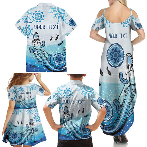 Personalised Keep the Fire Burning NAIDOC 2024 Family Matching Summer Maxi Dress and Hawaiian Shirt Aboriginal Dot with Crocodile