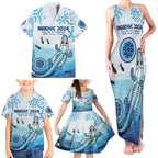 Personalised Keep the Fire Burning NAIDOC 2024 Family Matching Tank Maxi Dress and Hawaiian Shirt Aboriginal Dot with Crocodile
