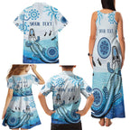Personalised Keep the Fire Burning NAIDOC 2024 Family Matching Tank Maxi Dress and Hawaiian Shirt Aboriginal Dot with Crocodile