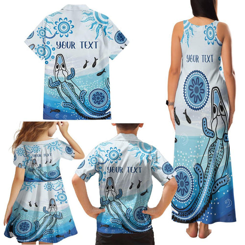 Personalised Keep the Fire Burning NAIDOC 2024 Family Matching Tank Maxi Dress and Hawaiian Shirt Aboriginal Dot with Crocodile