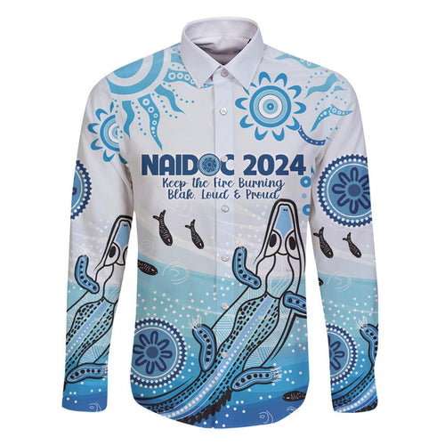 Personalised Keep the Fire Burning NAIDOC 2024 Family Matching Tank Maxi Dress and Hawaiian Shirt Aboriginal Dot with Crocodile