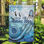 Personalised Keep the Fire Burning NAIDOC 2024 Garden Flag Aboriginal Dot with Crocodile
