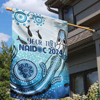 Personalised Keep the Fire Burning NAIDOC 2024 Garden Flag Aboriginal Dot with Crocodile