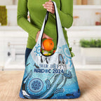 Personalised Keep the Fire Burning NAIDOC 2024 Grocery Bag Aboriginal Dot with Crocodile