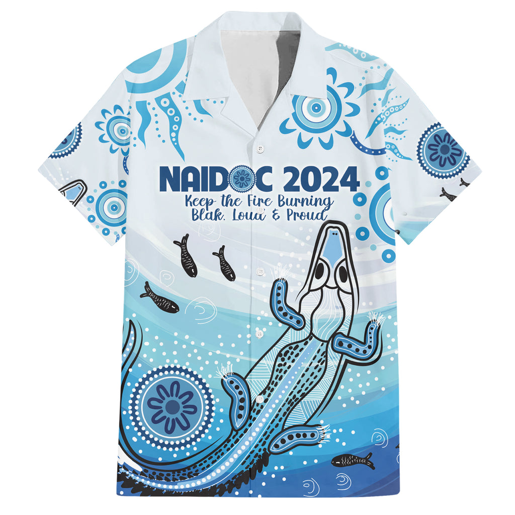 Personalised Keep the Fire Burning NAIDOC 2024 Hawaiian Shirt Aboriginal Dot with Crocodile