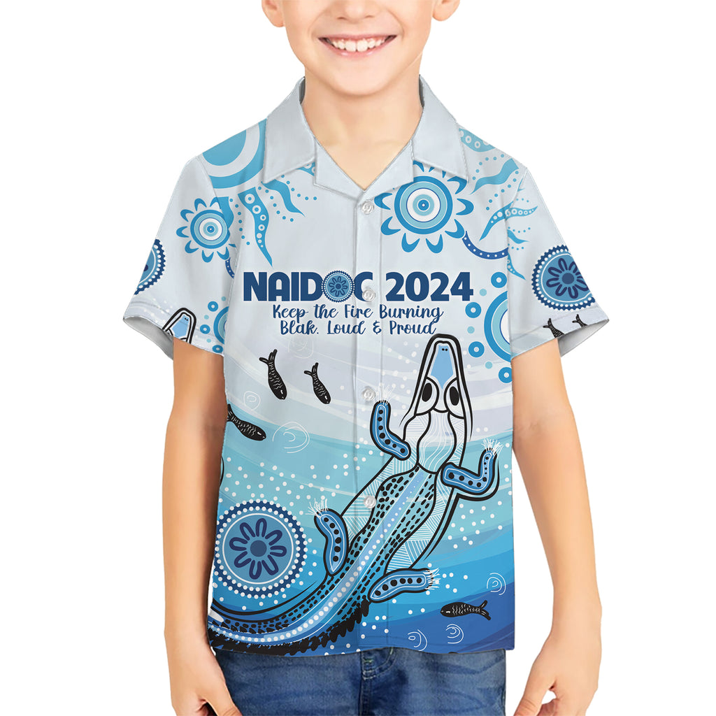 Personalised Keep the Fire Burning NAIDOC 2024 Hawaiian Shirt Aboriginal Dot with Crocodile