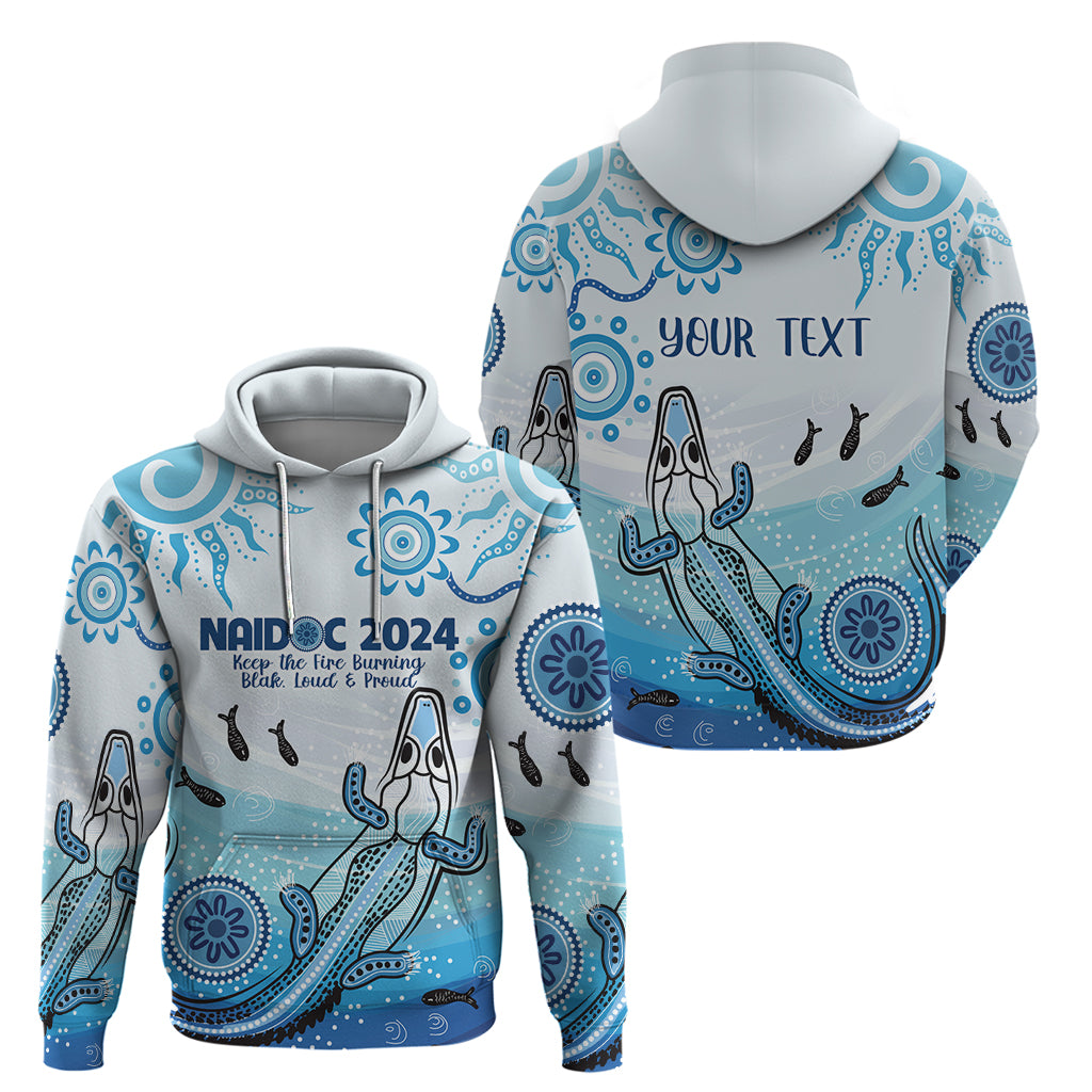 Personalised Keep the Fire Burning NAIDOC 2024 Hoodie Aboriginal Dot with Crocodile
