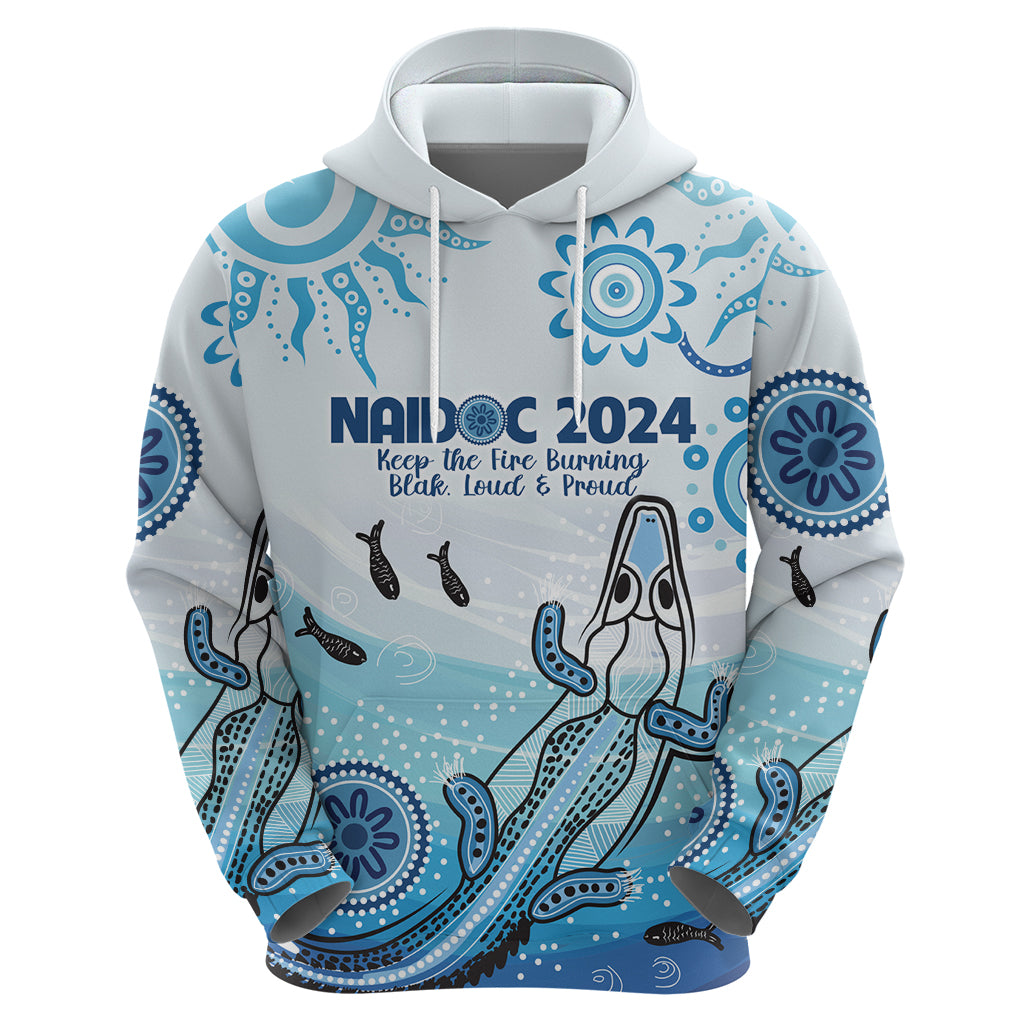 Personalised Keep the Fire Burning NAIDOC 2024 Hoodie Aboriginal Dot with Crocodile