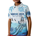 Personalised Keep the Fire Burning NAIDOC 2024 Kid Polo Shirt Aboriginal Dot with Crocodile