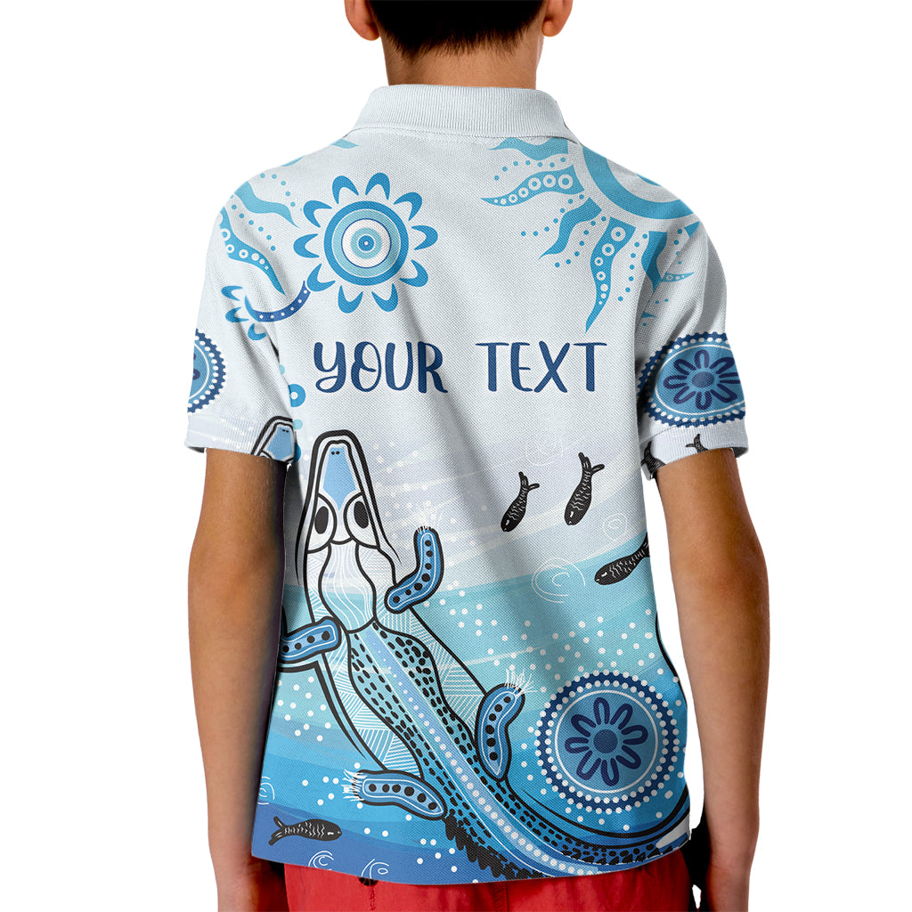 Personalised Keep the Fire Burning NAIDOC 2024 Kid Polo Shirt Aboriginal Dot with Crocodile