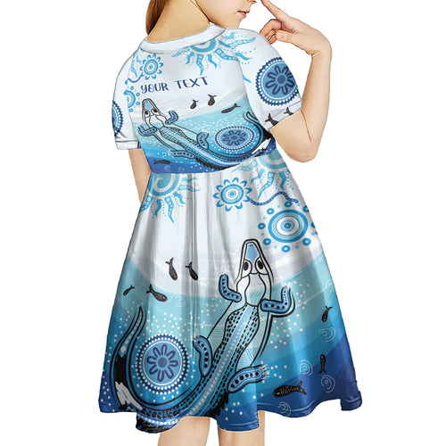 Personalised Keep the Fire Burning NAIDOC 2024 Kid Short Sleeve Dress Aboriginal Dot with Crocodile