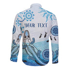 Personalised Keep the Fire Burning NAIDOC 2024 Long Sleeve Button Shirt Aboriginal Dot with Crocodile